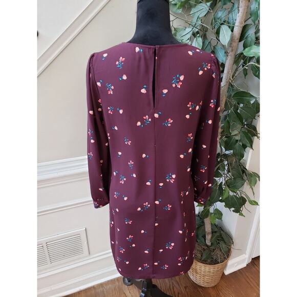 Old Navy Fit & Flare Dress Women's Medium Purple Floral Crew Neck Long Sleeve - Picture 4 of 13